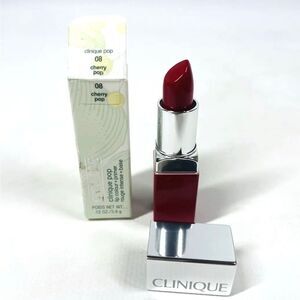Clinique Pop Lipstick Color + Primer 08 Cherry Pop ~ Full Size New in Box